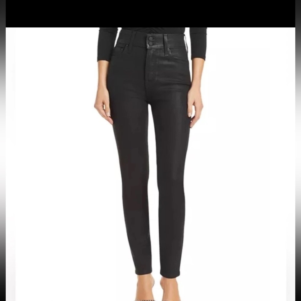 Grlfrnd Oriana Got away again Rise Slim Jean 26 Black Coated stretchy NWT